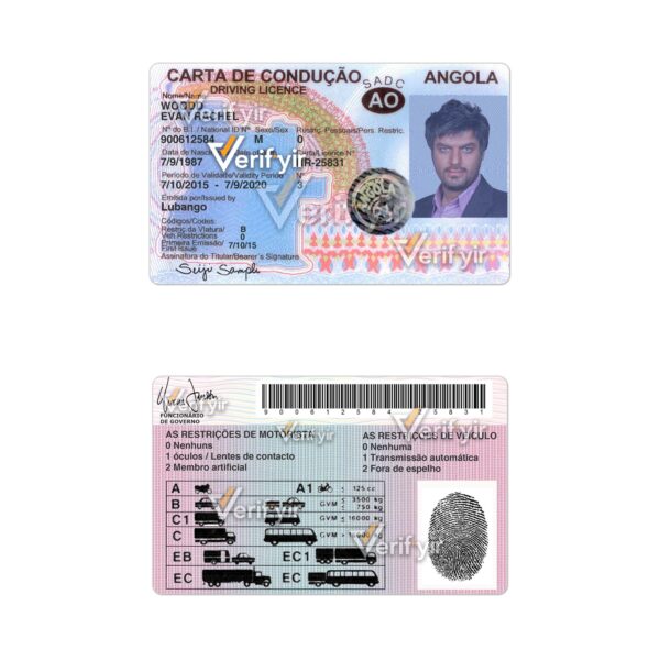 گواهینامه رانندگی آنگولا لایه باز